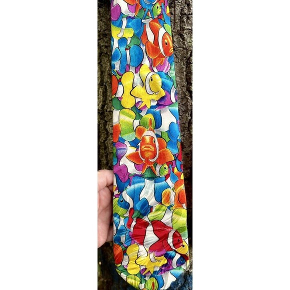 Men’s Set Of 3 Novelty Ties Bright Colors Butterflies Fish Chickens - Picture 3 of 16